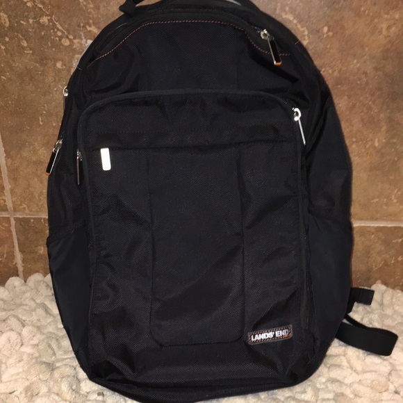 Lands' End Bags Lands End Nylon Black Padded Laptop Backpack Poshmark